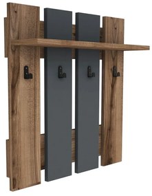Antracytowo-naturalny wieszak ścienny w dekorze orzecha z półką Mita – Puqa Design