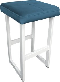 Hoker ALEX krzesło barowe tkanina Welur podstawa metalowa : Kolor Stelaża - Biały, Kolor tkaniny - VELVET - MG33, Wysokość - 75 cm
