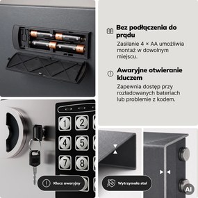 Mini sejf domowy elektroniczny na kod, na pieniądze i biżuterię, 230x170x170 mm: HECTOR