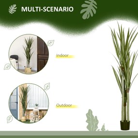 HOMCOM Sztuczna yucca duża 190 cm, roślina sztuczna z plastiku w donicy, 17 x 17 x 190 cm Szmaragdowy | Aosom PL