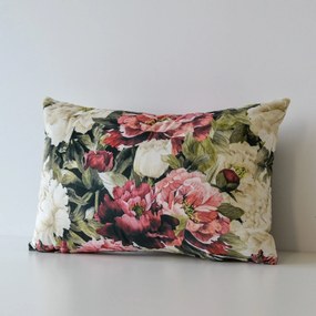 Welurowa poszewka z kwiecistym wzorem Peonies 01A - prostokątna