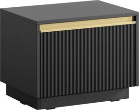 Ryflowana szafka nocna Royal S54 stojąco/wisząca, kolor czarny