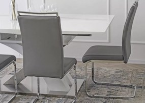 Nowoczesne krzesło Utiel z ekoskóry o eleganckim designie i chromowanych płozach