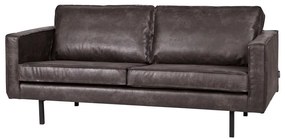 Czarna sofa z obiciem ze skóry z recyklingu BePureHome Rodeo, 190 cm