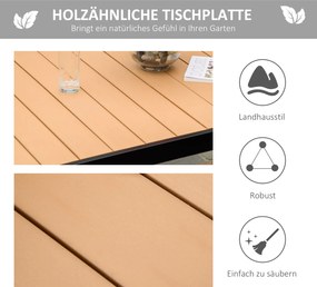 Outsunny stół ogrodowy dla 6 osób, aluminium 140 cm x 90 cm x 74 cm