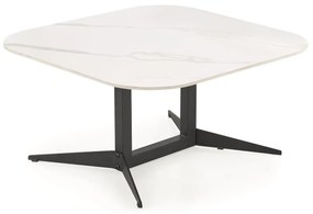 Ława BORNA 80x80 biały marmur/czarna HALMAR