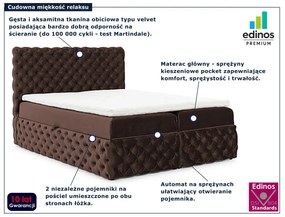 Brązowe łóżko tapicerowane z pojemnikiem 5 rozmiarów R5-T48