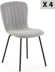 Zestaw 4 krzeseł Colummn Lucky pokrytych jasnoszarym materiałem.