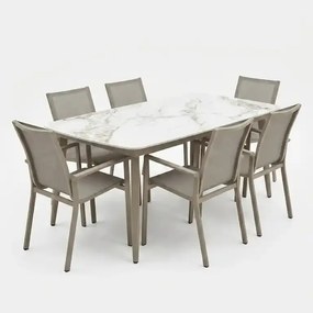 Stół ogrodowy aluminiowy beżowy 180x90 cm Spiek kamienny solidny i trwały