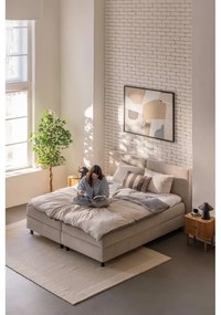 Beżowe łóżko kontynentalne ze schowkiem 160x200 cm Elva Bold – Bonami Selection