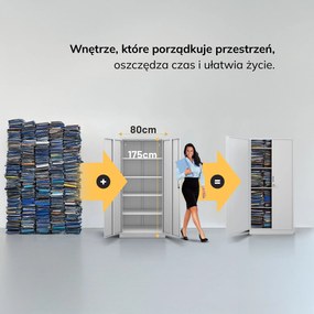 Szafa JAN Compact 1750 x 800 x 400 mm, szara