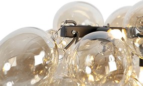 Inteligentna lampa wisząca czarna z bursztynowym szkłem w komplecie z 8 żarówkami G9 Wifi - Uvas