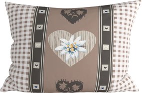 Polibawełniana poszewka na poduszkę HEART RETRO POLY 70x90 cm, brązowa