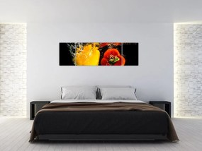 Obraz - papryki w wodzie (170x50 cm)