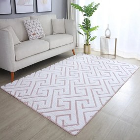 Dywan pluszowy 3D Vision biało-różowy 80 cm x 250 cm