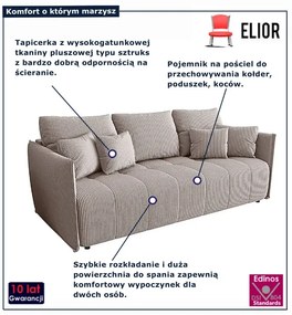 Jasnobeżowa tapicerowana sofa rozkładana E1-W40