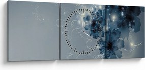 Obraz - Delikatne kwiaty (z zegarem) (90x30 cm)