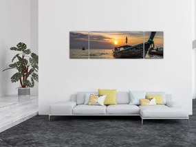 Obraz statku na brzegu (170x50 cm)