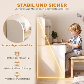 AIYAPLAY Biurko dziecięce Biurko dla dzieci z szufladą Regał na książki Miejsce do przechowywania dla dzieci 3-8 lat, 80 x 50 x 100 cm Biały | Aosom PL