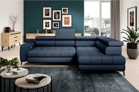 Narożnik BAGGIO Prawostronny z funkcją spania, wolnostojący tkanina LETTO 79 Granatowy WERSAL