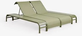 Zestaw 2 Leżaków Rozkładanych I 2 Stalowych Stolików Pomocniczych Marietta Intensywny Verde Olive - Sklum