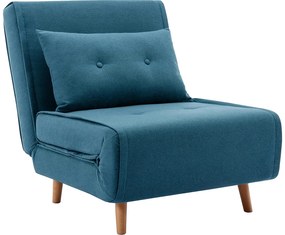 Fotel rozkładany tapicerowany niebieski URIBIA