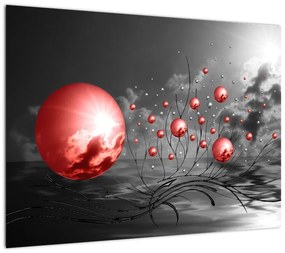 Obraz na szkle - czerwone kule (70x50 cm)