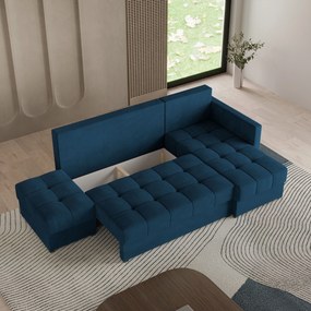 Masseno Narożnik LUMARI z funkcją spania i pojemnikiem na pościel Narozniki L, Rozkładana sofa - Niebieski, KRONOS 09