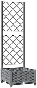 Szara kwadratowa donica ogrodowa z pergolą N6-Z62