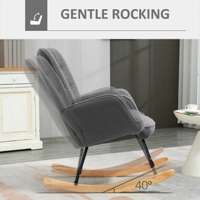 HOMCOM Fotel na biegunach Funkcja swing Łatwe czyszczenie Maksymalny udźwig 120 kg, poliester, kolor ciemnoszary | Aosom PL