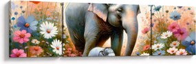 Obraz - Słoniowa mama, akwarela (170x50 cm)