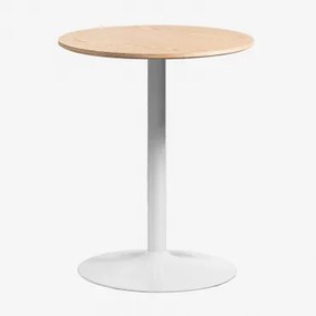 Okrągły Stół Jadalniany Z Mdf I Żelaza Yvetta Ø60 Cm & Biały & Roble - Sklum