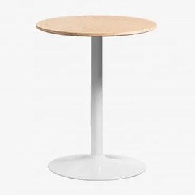 Okrągły Stół Jadalniany Z Mdf I Żelaza Yvetta Roble & Ø60 Cm & Biały - Sklum