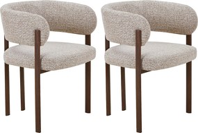 Zestaw 2 krzeseł z tkaniny tweedowej i metalu z efektem drewna - Taupe i ciemny naturalny - CIBARO