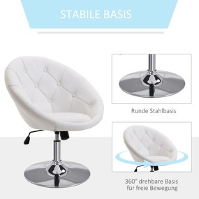 Homcom Krzesło Fotel Obrotowy Z Regulacją Wysokości Biały