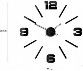 Zegar ścienny z dużymi cyframi naklejany nowoczesny do salonu sypialni loft