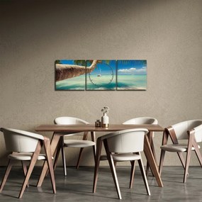 Obraz - Czyste morze z palmą (z zegarem) (90x30 cm)