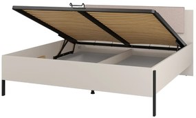 Łóżko JUKON 180x200 kaszmirowe z pojemnikiem i tapicerowanym zagłówkiem HELVETIA