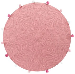 Różowy okrągły dywan ø 90 cm Pompomparty – douceur d'intérieur