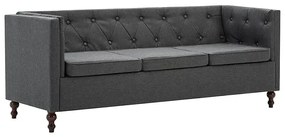 3-osobowa Sofa James 3Q w stylu Chesterfield - ciemnoszara