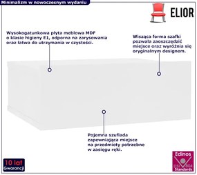 Biała wisząca szafka nocna z szufladą - Umen