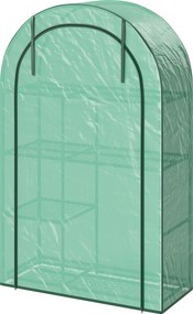 Outsunny Mini szklarnia, 4-poziomowa szklarnia z folii plastikowej, przenośna, drzwi rolowane, 100 x 45 x 160 cm, Zielona
