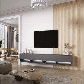 Szafka pod telewizor 200 (2 x 100) cm Antracyt, LED biały, 200 × 32 × 34 cm