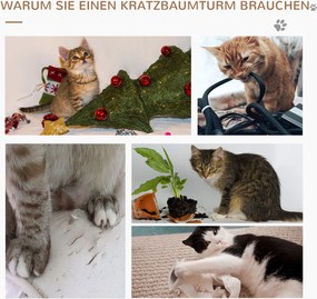 Drapak drzewko do zabawy dla kota pień sizalowy z platformą plusz jasnobrązowy | Aosom PL