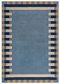 Niebieski wełniany dywan tkany ręcznie 160x230 cm Kai Wool Border – Flair Rugs