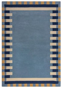 Niebieski wełniany dywan tkany ręcznie 200x290 cm Kai Wool Border – Flair Rugs