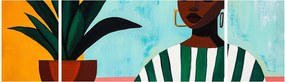 Obraz - Kobieta z kwiatem (170x50 cm)