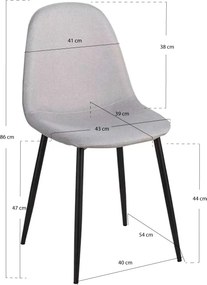 Zestaw 4 Krzese Teok Black Tkanina