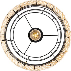 Orientalna lampa sufitowa czarna z bambusową - Irena