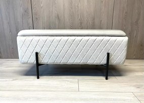 Elegancka tapicerowana pufa Tanis z pojemnikiem w stylu glamour na nogach